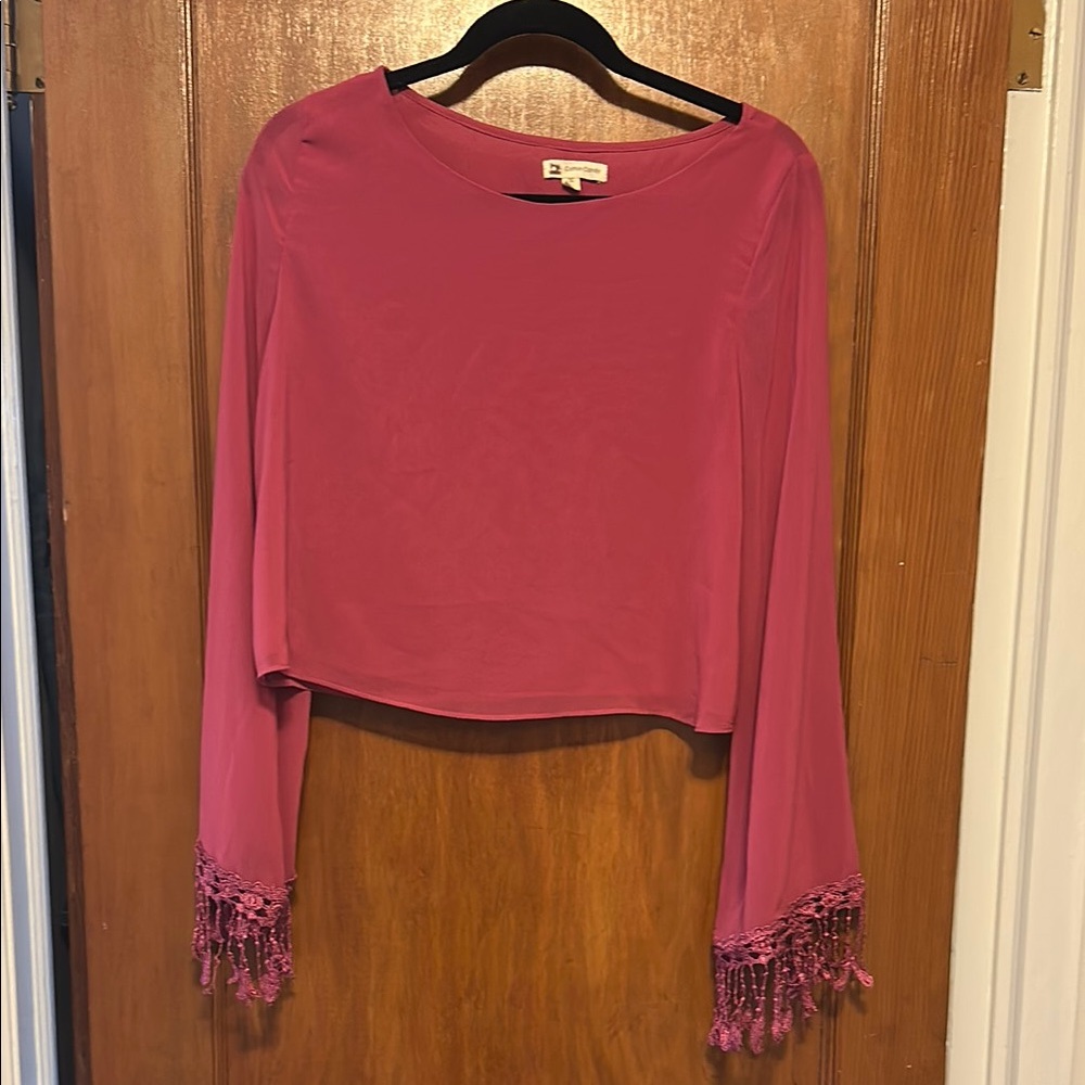 Elegant Pink Women's Top with Beaded Sleeves brand new